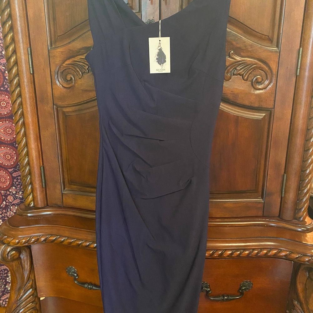 Navy Blue Stretch Pencil Dress